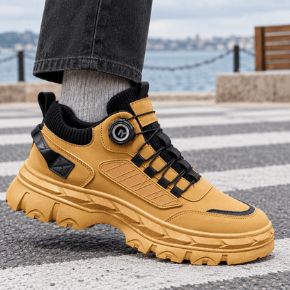 Chunky Leather Look Sneakers - Harren Cole
