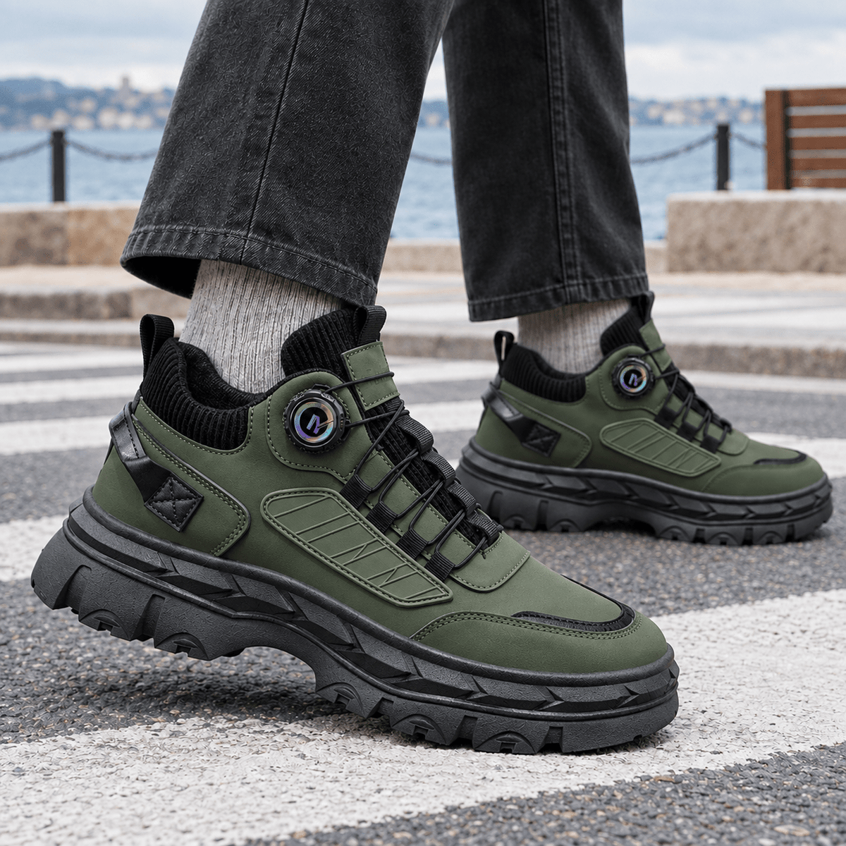 Chunky Leather Look Sneakers - Harren Cole
