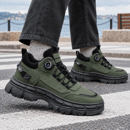 Chunky Leather Look Sneakers - Harren Cole