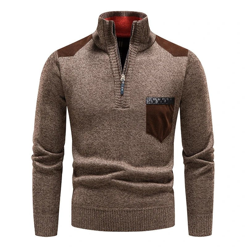 Classic Knitted Sweater with Front Zipper - Harren Cole