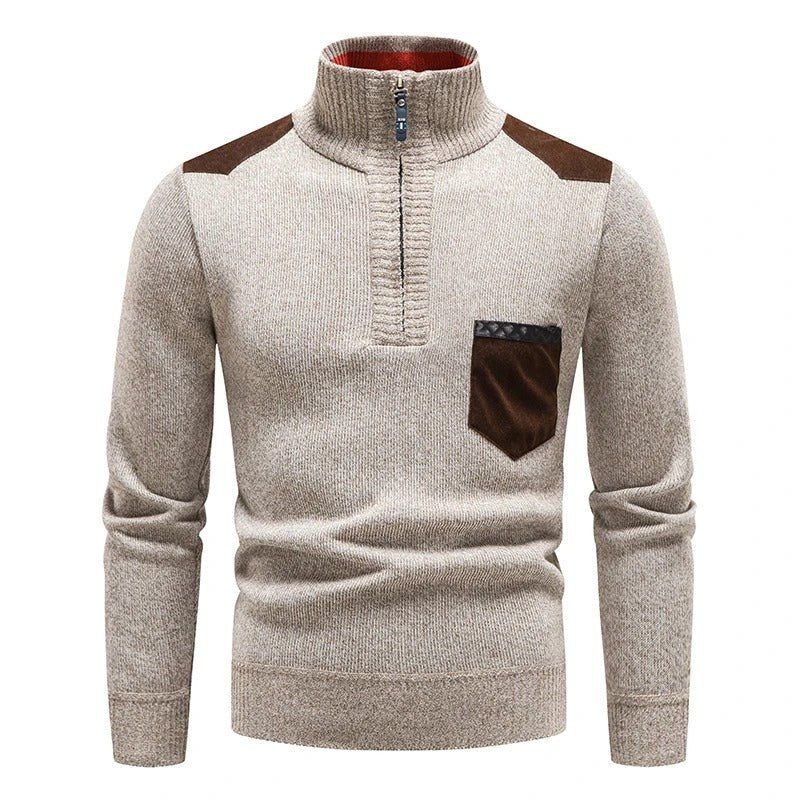 Classic Knitted Sweater with Front Zipper - Harren Cole