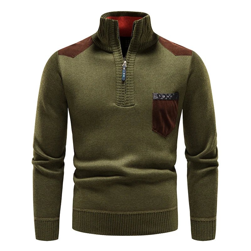 Classic Knitted Sweater with Front Zipper - Harren Cole
