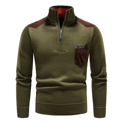 Classic Knitted Sweater with Front Zipper - Harren Cole