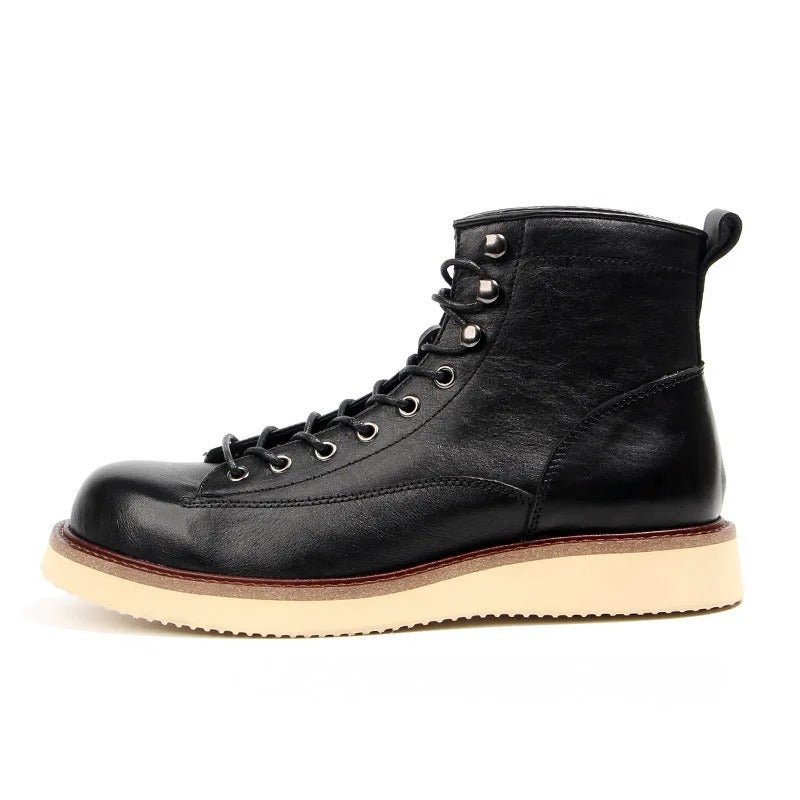 Classic Lace - Up Boots with Contrast Sole - Harren Cole