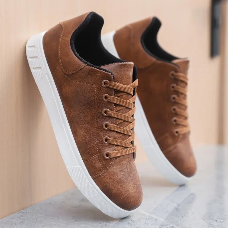 Classic Leather Look Sneakers - Harren Cole