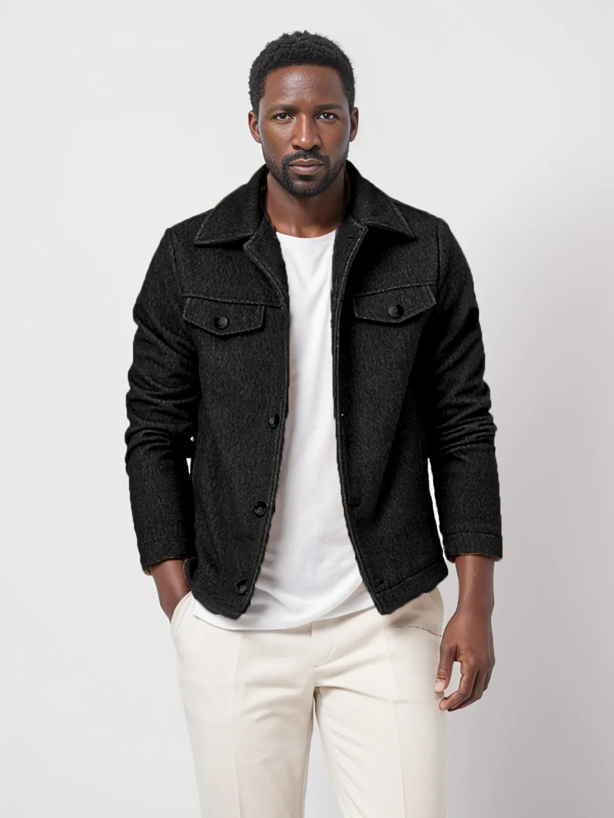 Classic Wool Jacket with Chest Pockets for Men - Harren Cole
