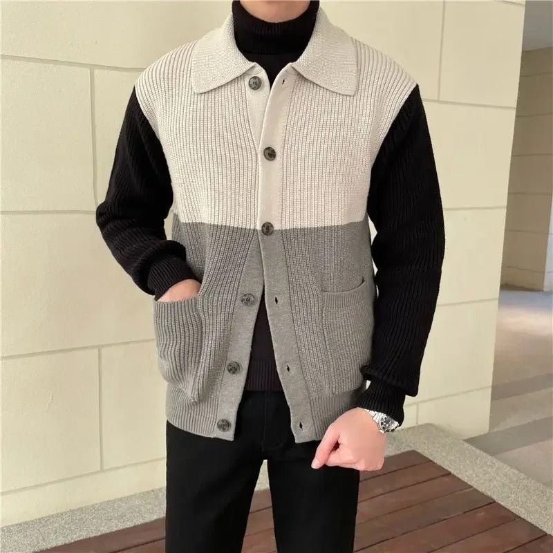 Colorblock Knit Cardigan Sweater - Harren Cole