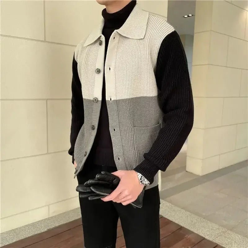 Colorblock Knit Cardigan Sweater - Harren Cole