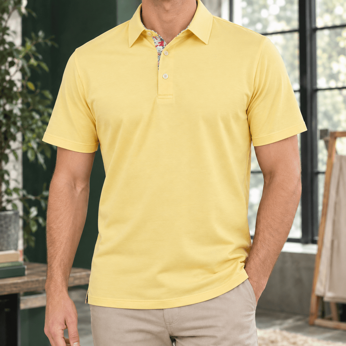 Contrast Collar Short Sleeve Polo Shirt - Harren Cole