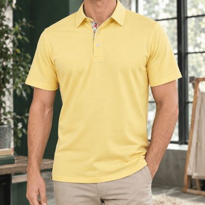 Contrast Collar Short Sleeve Polo Shirt - Harren Cole