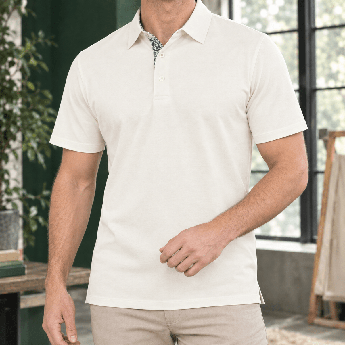 Contrast Collar Short Sleeve Polo Shirt - Harren Cole