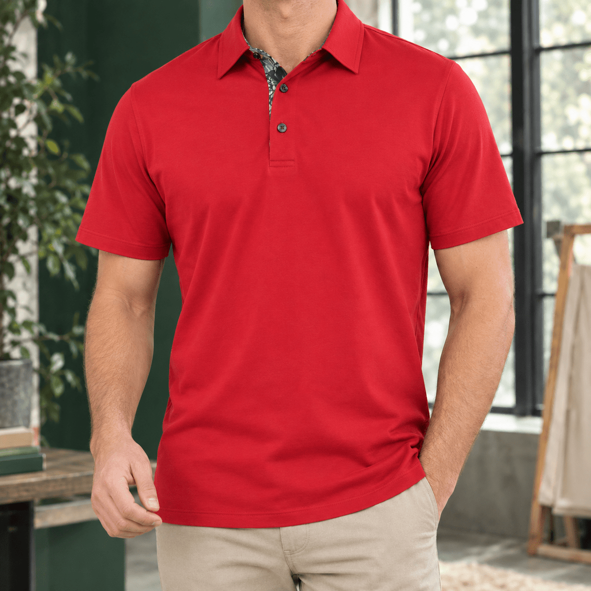 Contrast Collar Short Sleeve Polo Shirt - Harren Cole