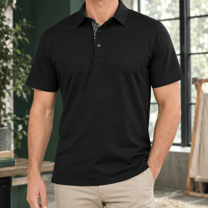 Contrast Collar Short Sleeve Polo Shirt - Harren Cole