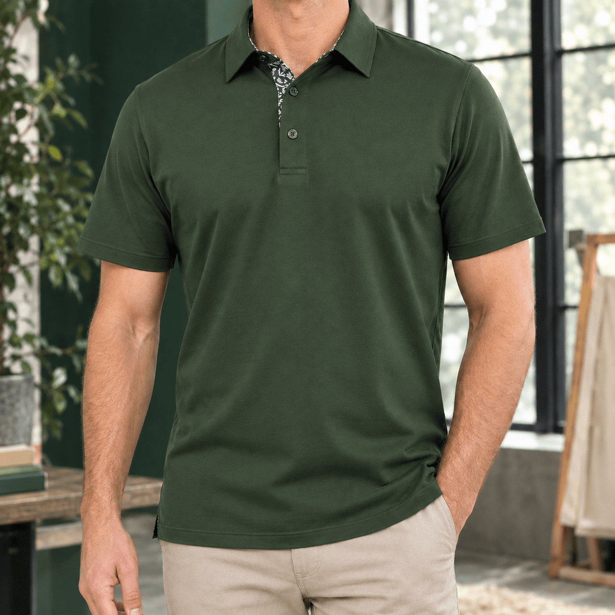 Contrast Collar Short Sleeve Polo Shirt - Harren Cole