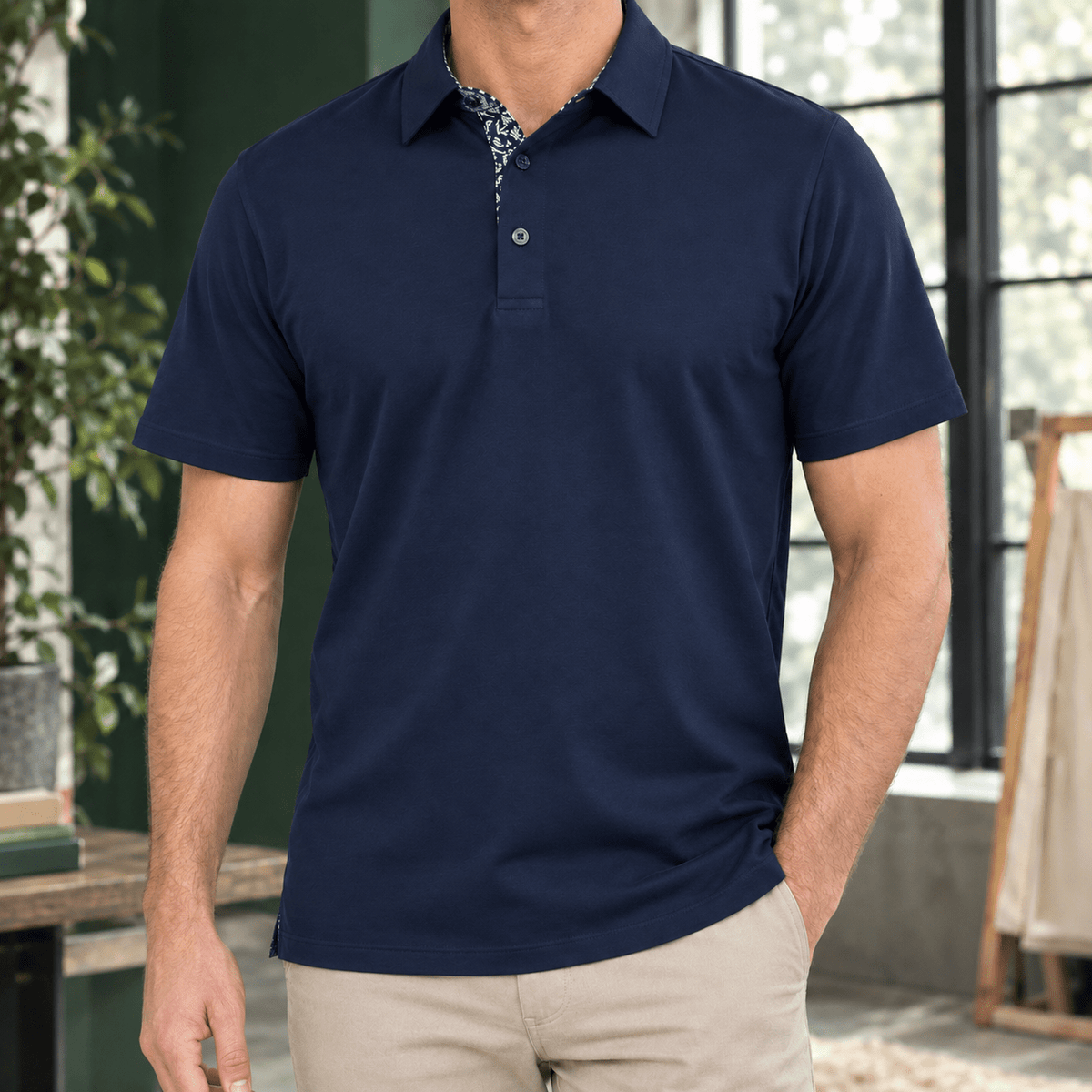 Contrast Collar Short Sleeve Polo Shirt - Harren Cole