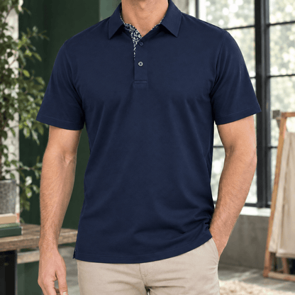 Contrast Collar Short Sleeve Polo Shirt - Harren Cole