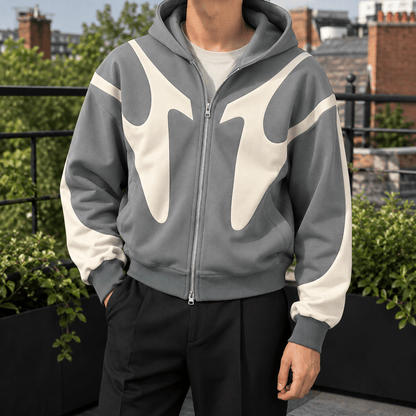 Contrast Panel Zip Hoodie - Harren Cole