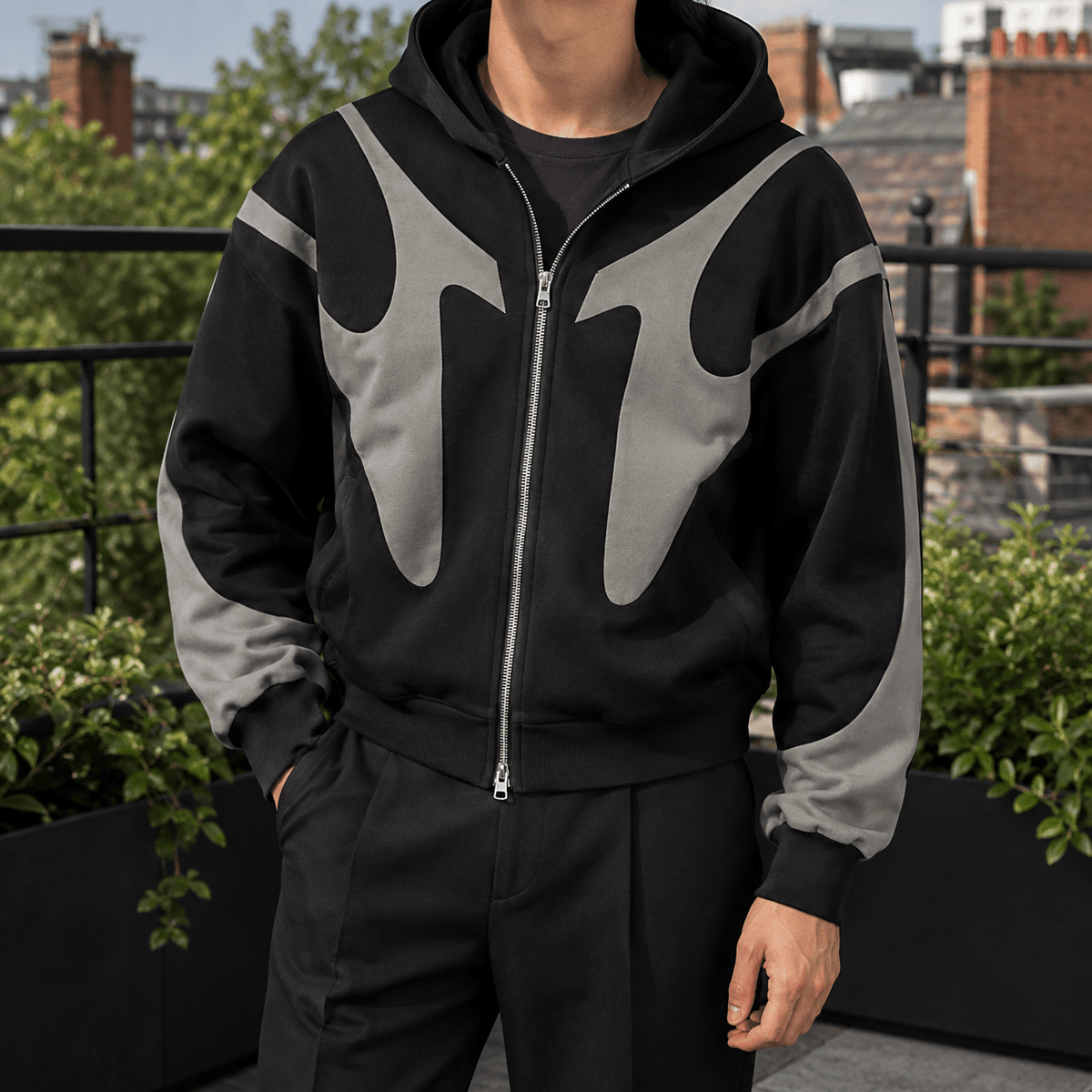 Contrast Panel Zip Hoodie - Harren Cole