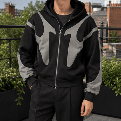 Contrast Panel Zip Hoodie - Harren Cole
