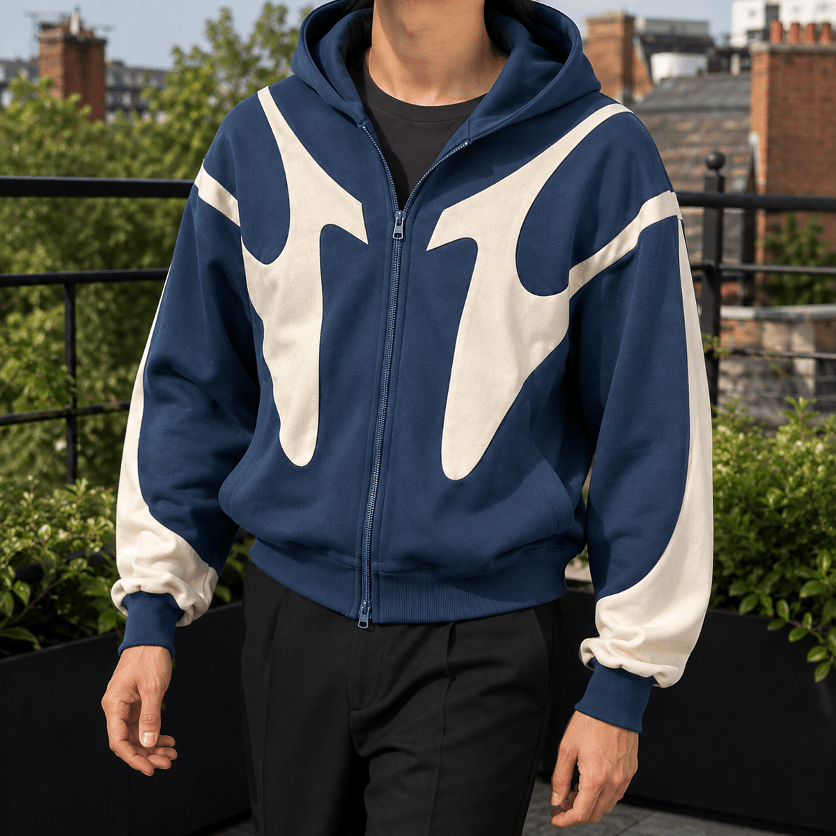 Contrast Panel Zip Hoodie - Harren Cole
