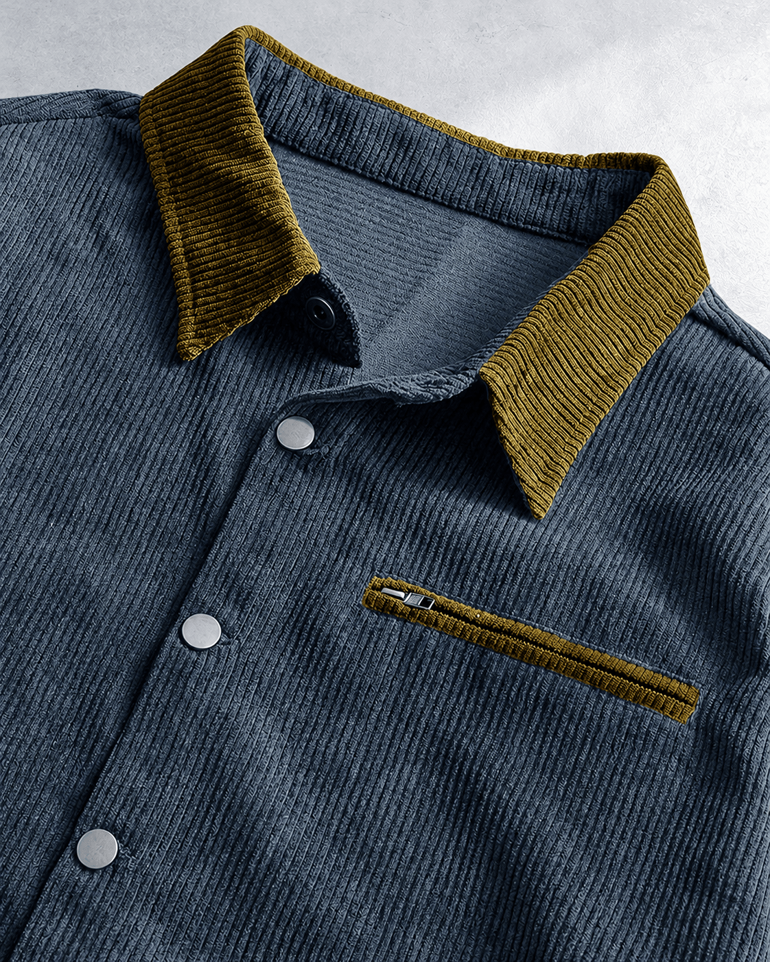 Corduroy Shirt Jacket With Contrast Collar - Harren Cole