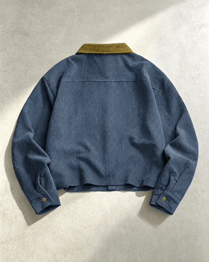 Corduroy Shirt Jacket With Contrast Collar - Harren Cole