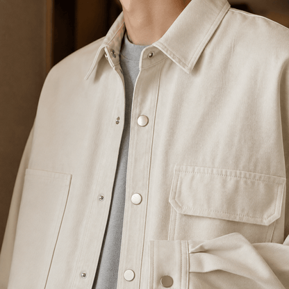 Cotton Blend Utility Jacket Relaxed Fit - Harren Cole