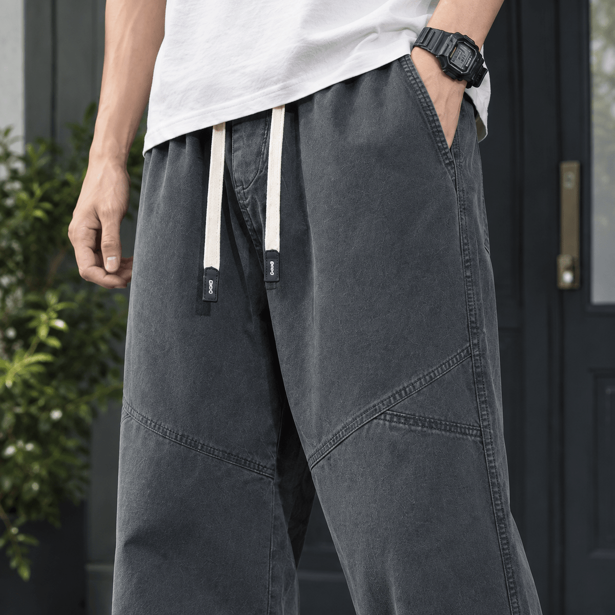 Cotton Relaxed Straight-Leg Pants - Harren Cole