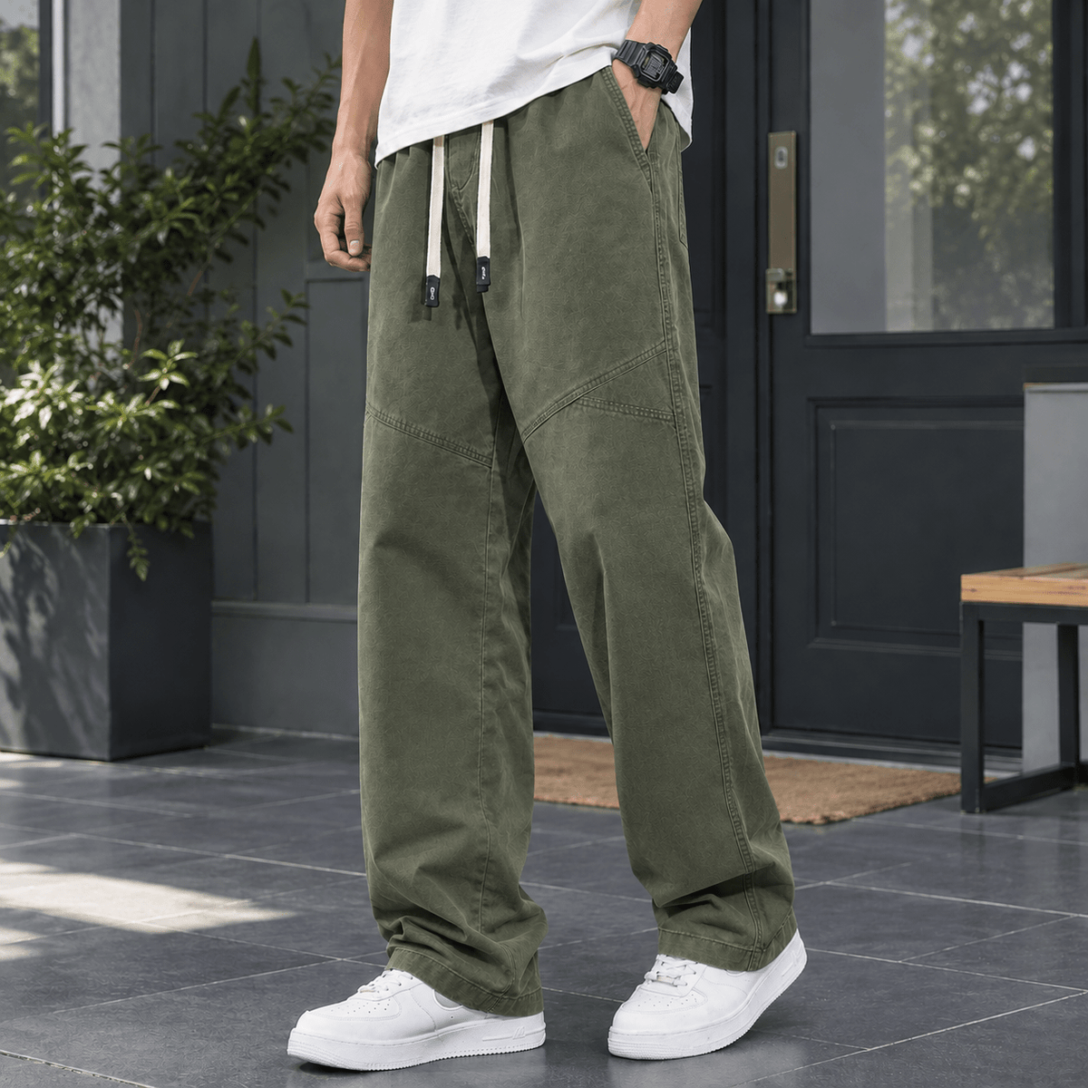 Cotton Relaxed Straight-Leg Pants - Harren Cole