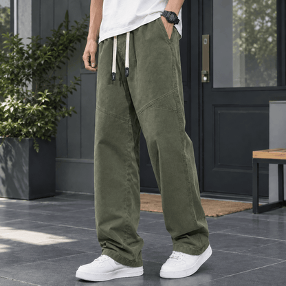 Cotton Relaxed Straight-Leg Pants - Harren Cole