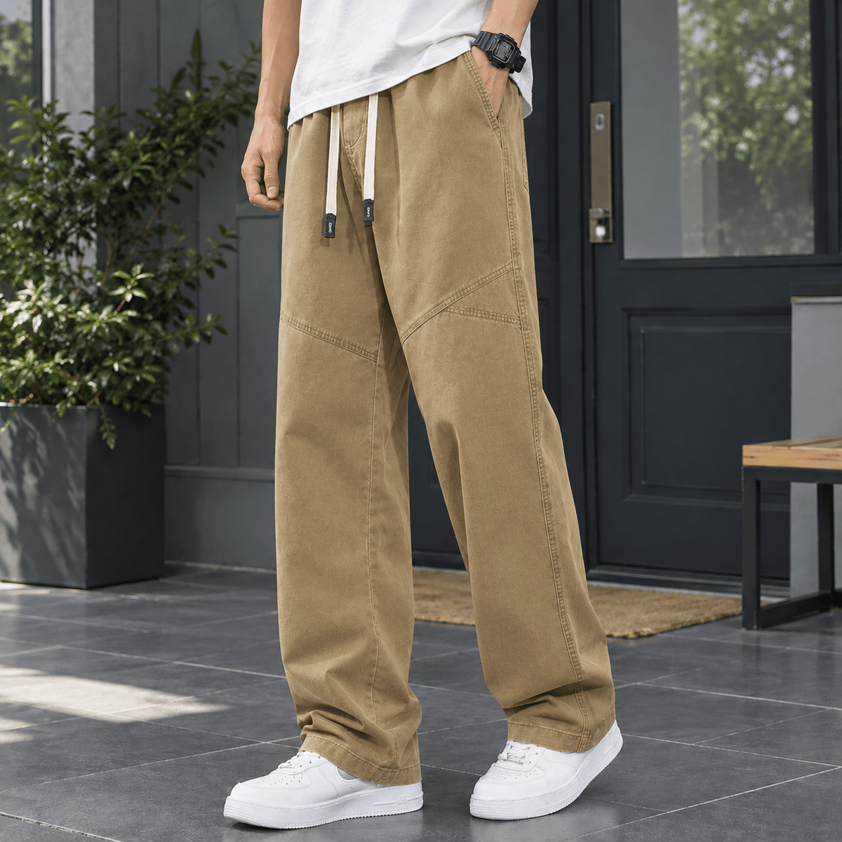 Cotton Relaxed Straight-Leg Pants - Harren Cole