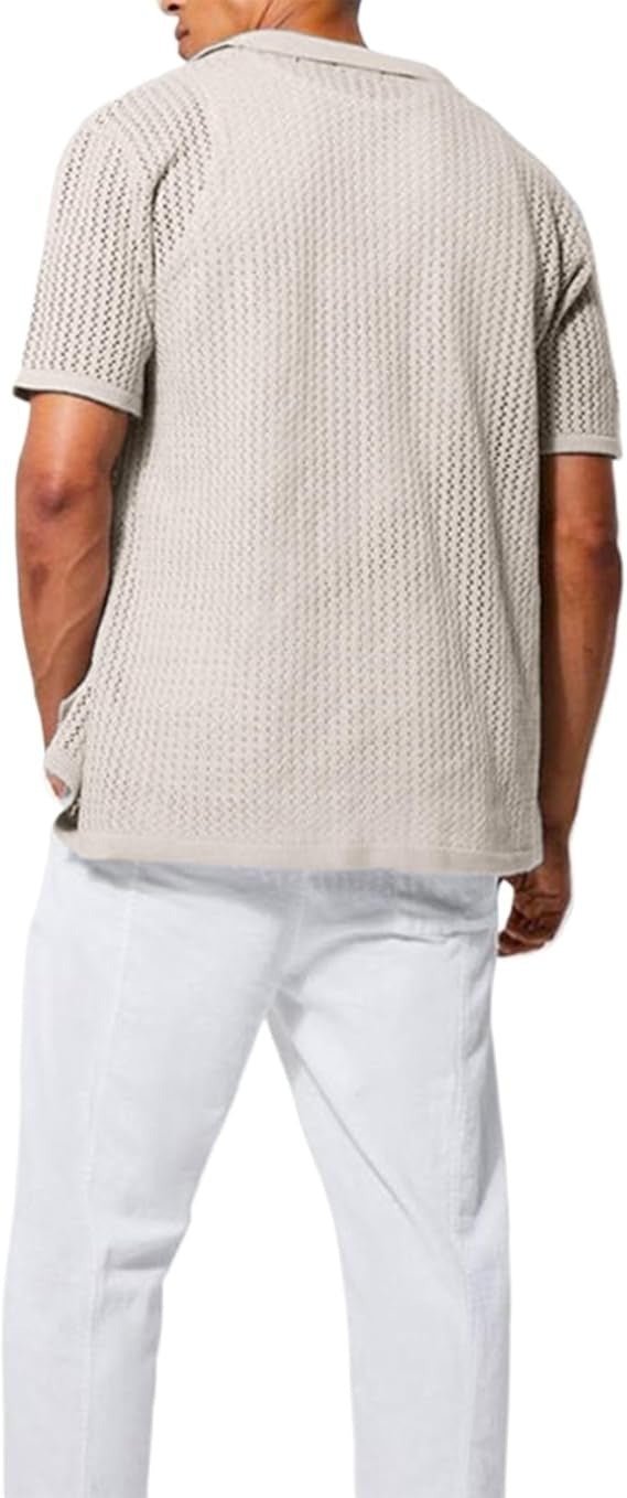 Crochet Button Placket Airy Shirt - Harren Cole