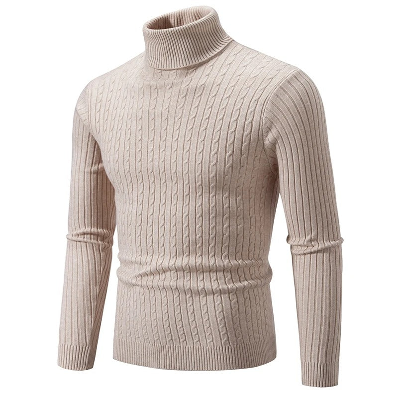 Cable Knit Turtleneck Sweater for Men