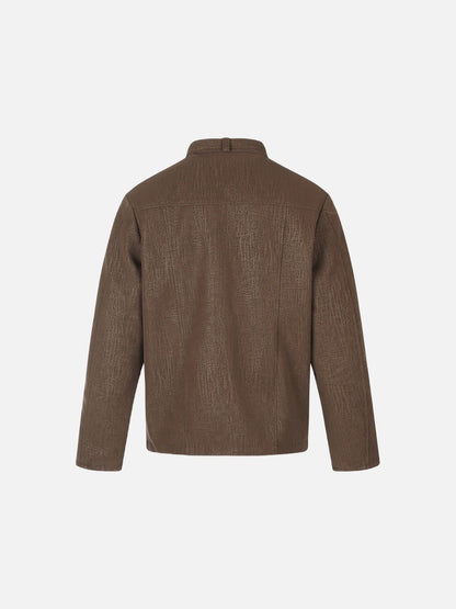 Distressed Textured Boxy Jacket Brown - Harren Cole