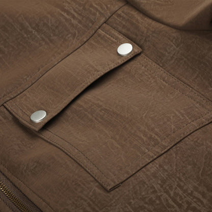 Distressed Textured Boxy Jacket Brown - Harren Cole