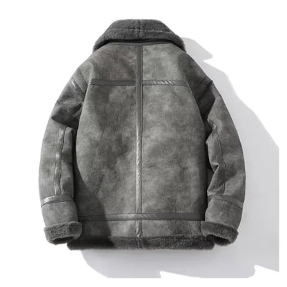 Fleece-Lined Leather Jacket for Men