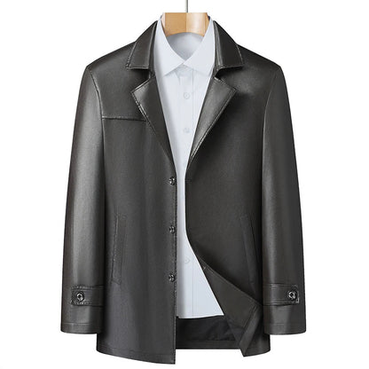 Elegant Faux Leather Coat - Harren Cole