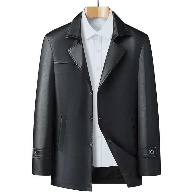 Elegant Faux Leather Coat - Harren Cole