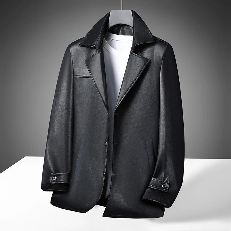 Elegant Faux Leather Coat - Harren Cole