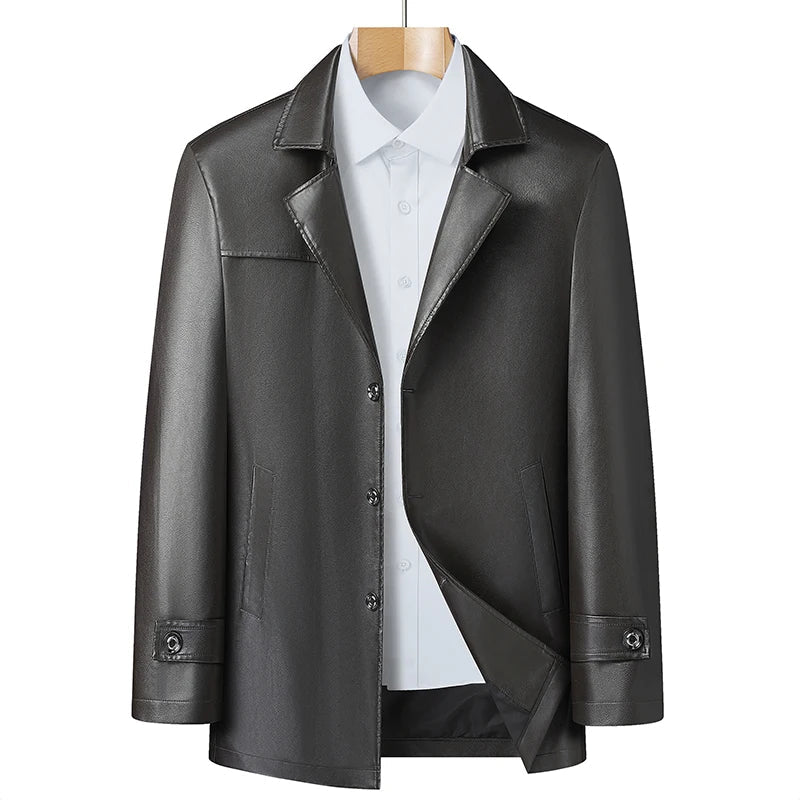 Elegant Faux Leather Coat - Harren Cole
