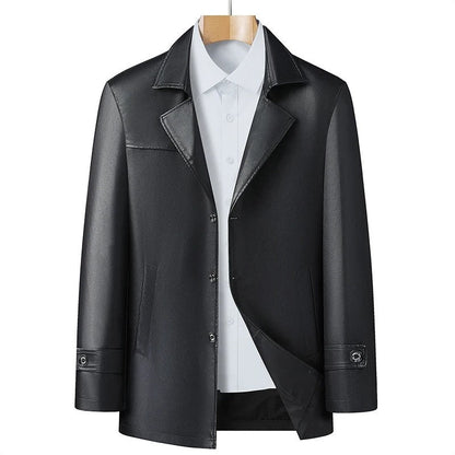 Elegant Faux Leather Coat - Harren Cole