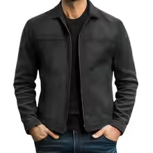 Men's Vintage Stand Collar Bomber Jacket with Zip Pockets