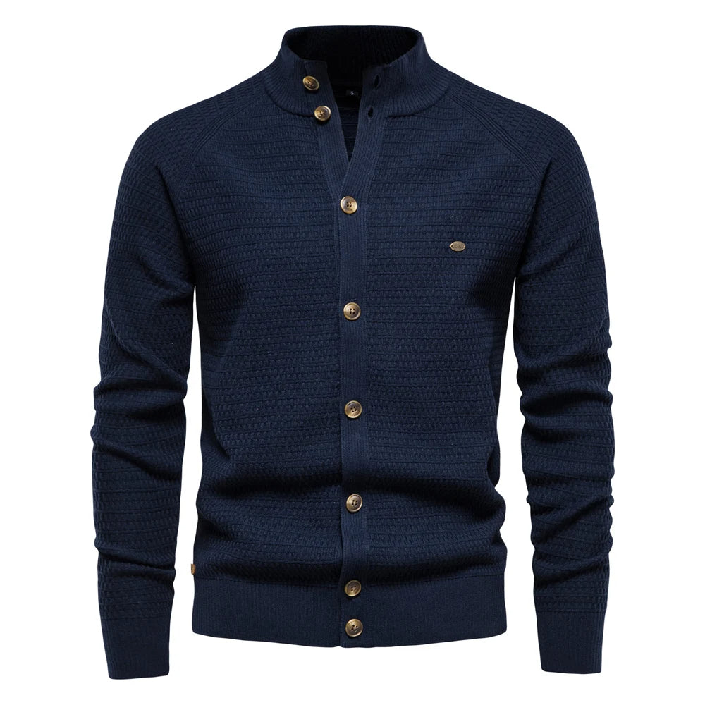 Men’s Stand-Up Collar Knit Cardigan Sweater