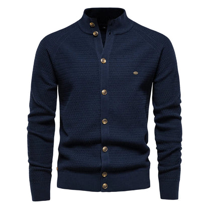 Men’s Stand-Up Collar Knit Cardigan Sweater