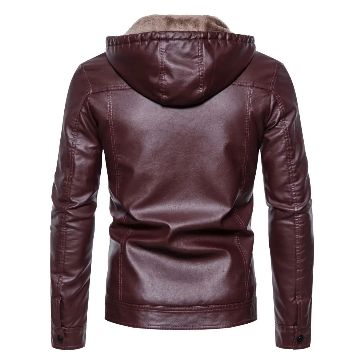 Faux Leather Hooded Jacket