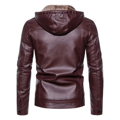Faux Leather Hooded Jacket - Harren Cole