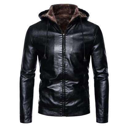 Faux Leather Hooded Jacket - Harren Cole