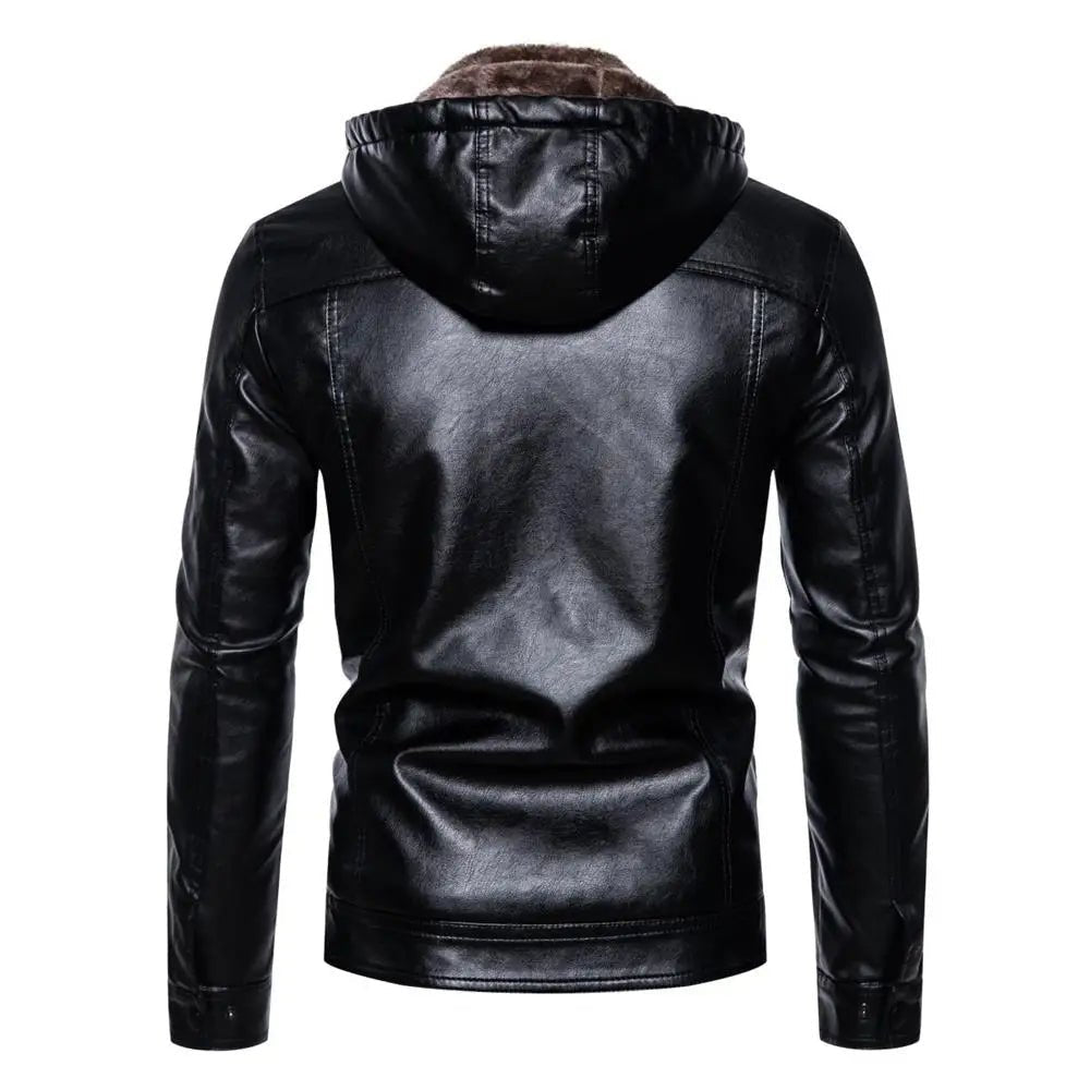 Faux Leather Hooded Jacket - Harren Cole