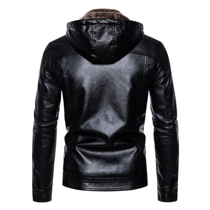 Faux Leather Hooded Jacket - Harren Cole