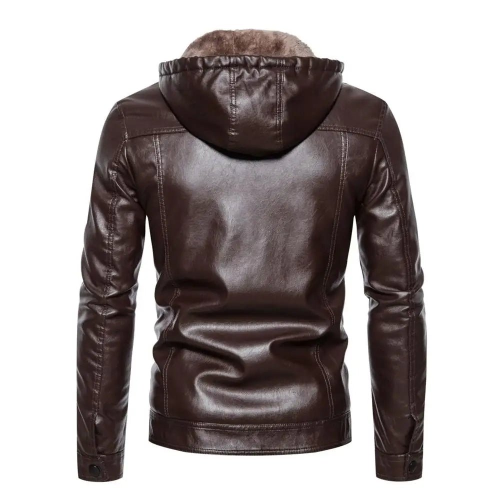 Faux Leather Hooded Jacket - Harren Cole